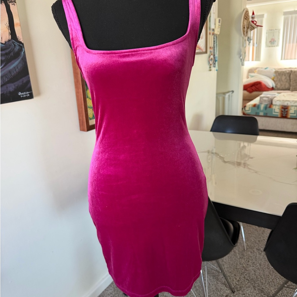 Urban Outfitters Pink Velvet Midi Dress
